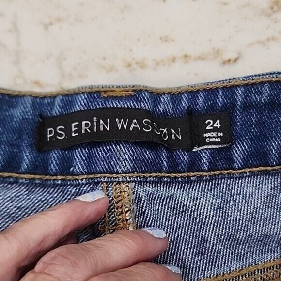 P.S. Erin Wasson Shorts womens embroidered back pockets distressed jean 24 - Picture 5 of 9